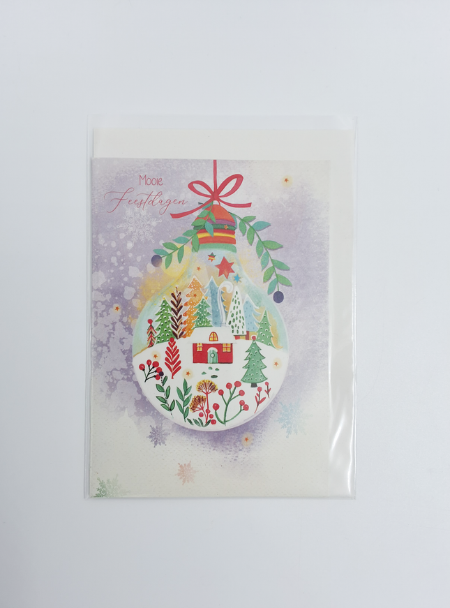 Wenskaart kerstbal met tekening