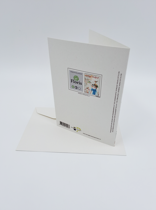 Wenskaart sneeuwman met vogels