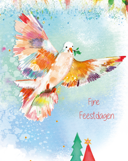 Wenskaart kleurrijke duif