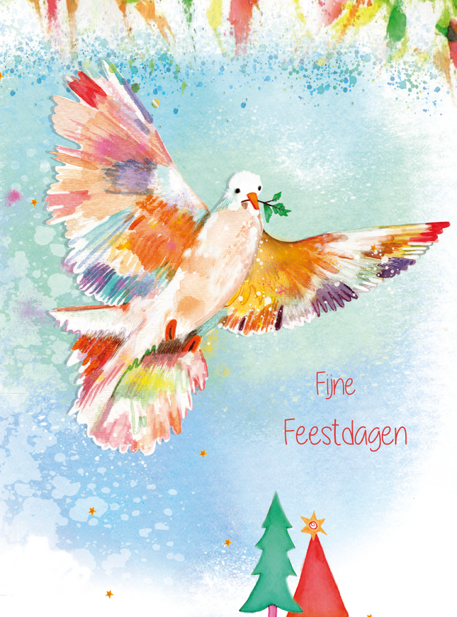 Wenskaart kleurrijke duif