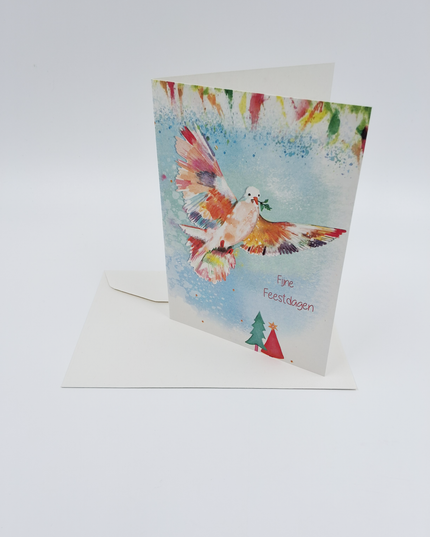 Wenskaart kleurrijke duif