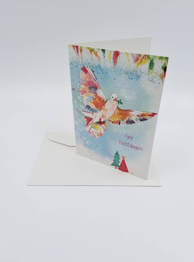 Wenskaart kleurrijke duif