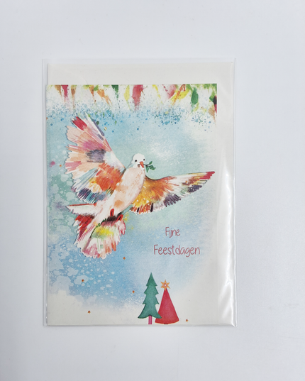 Wenskaart kleurrijke duif