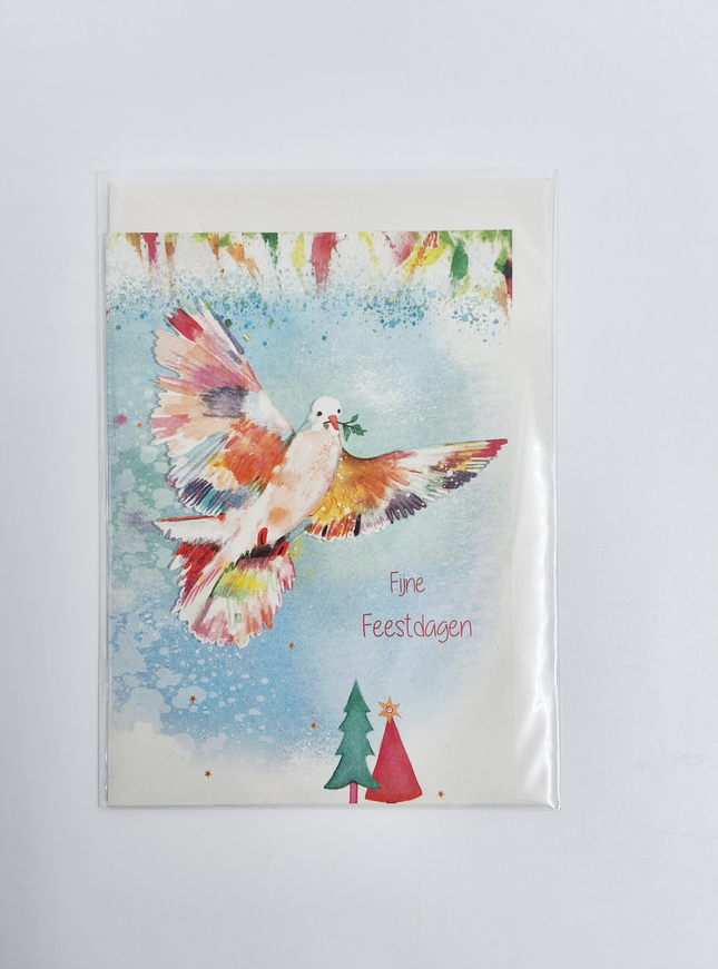 Wenskaart kleurrijke duif