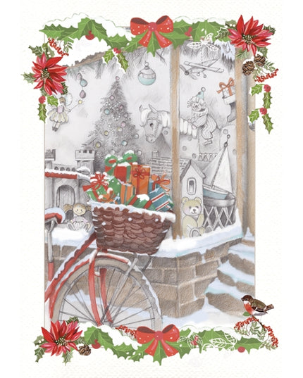 Wenskaart fiets met kado's