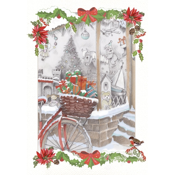 Wenskaart fiets met kado's