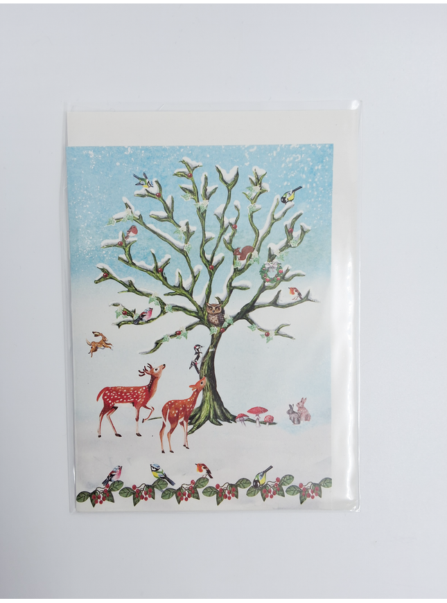 wenskaart vogels en herten