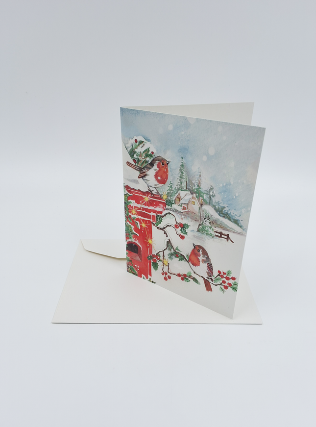 Wenskaart vogel op een tak