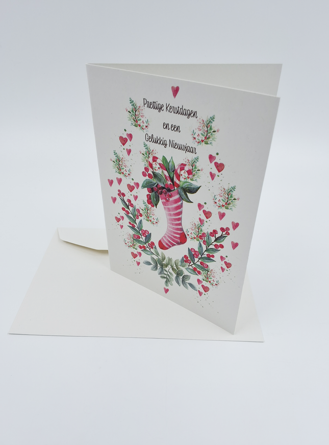 wenskaart gekleurde sok