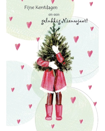 Wenskaart kerstboom, fijne feestdagen