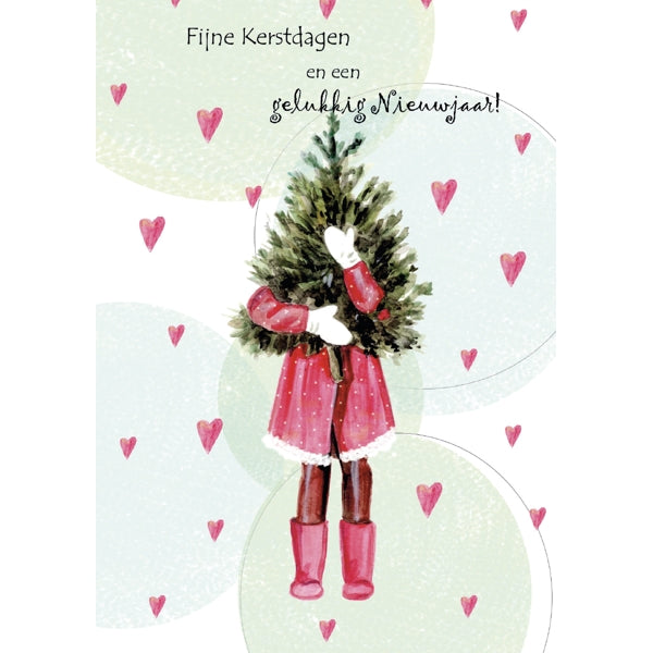 Wenskaart kerstboom, fijne feestdagen