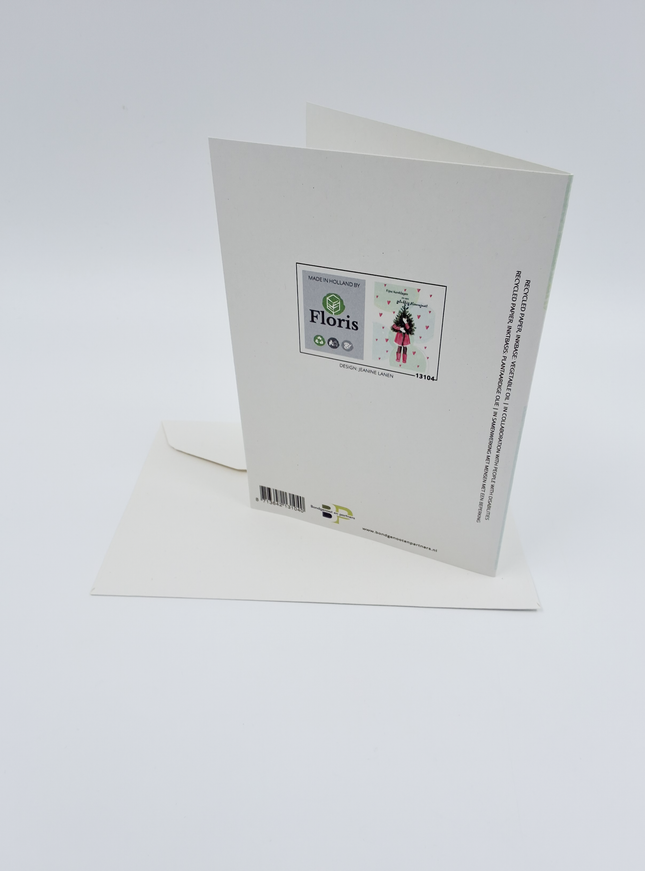 Wenskaart kerstboom, fijne feestdagen