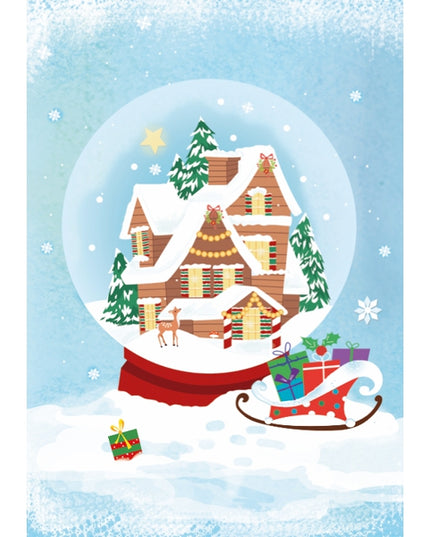 Wenskaart huizen en hertje