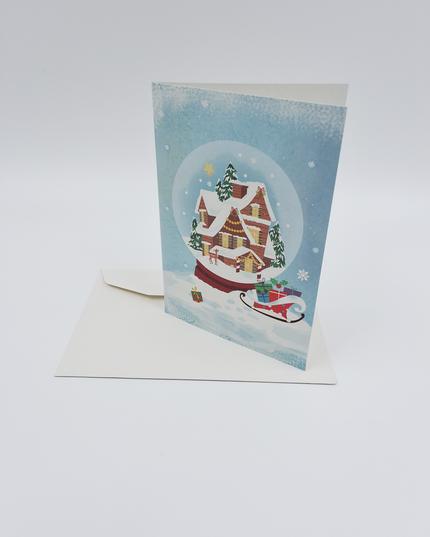 Wenskaart huizen en hertje