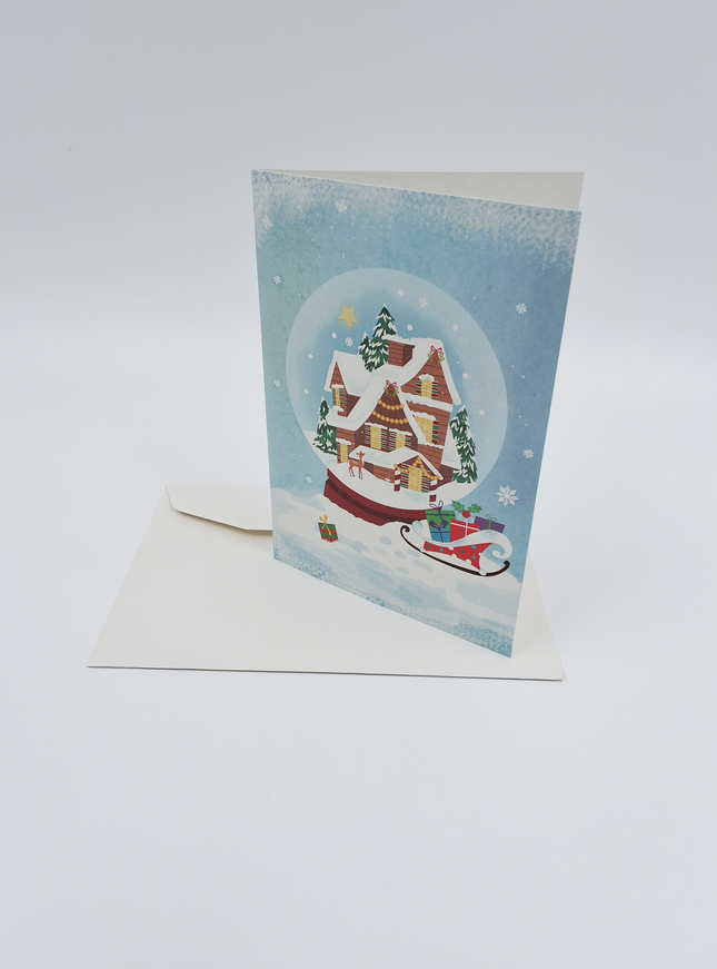 Wenskaart huizen en hertje