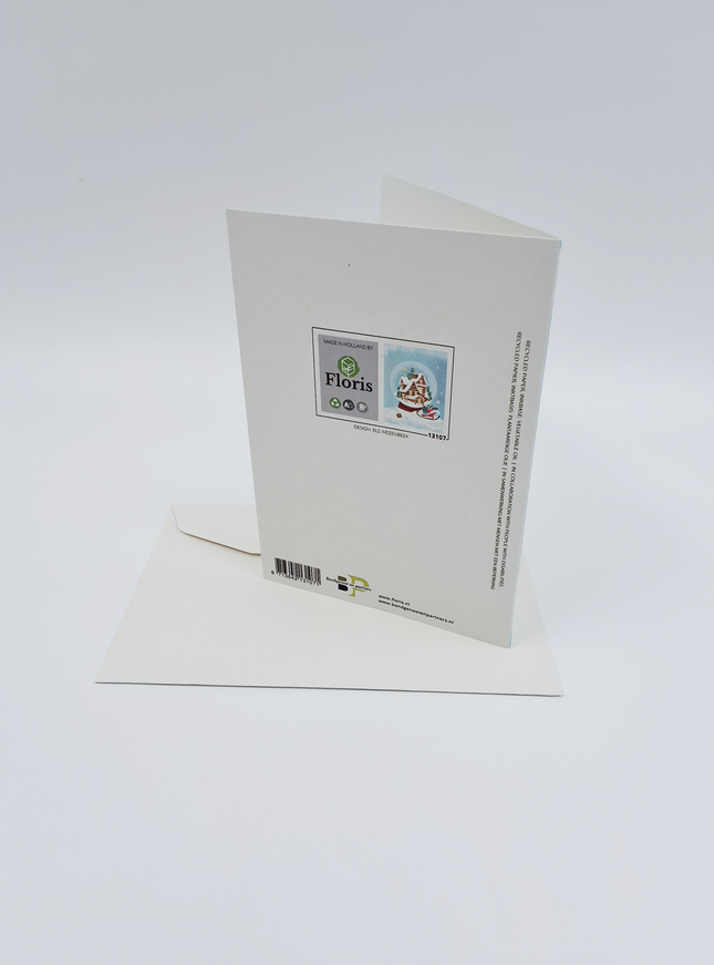 Wenskaart huizen en hertje