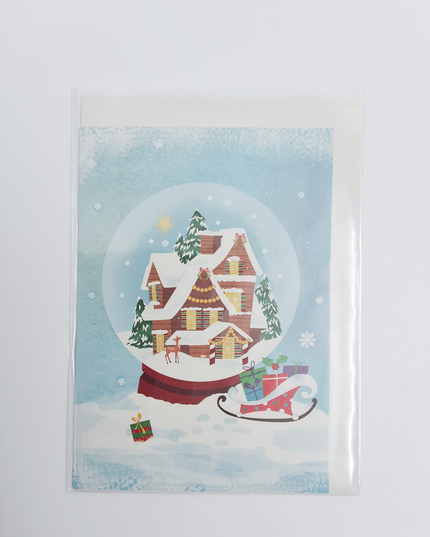 Wenskaart huizen en hertje