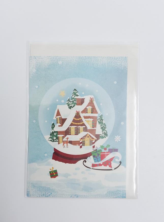 Wenskaart huizen en hertje