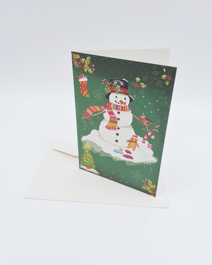 Wenskaart kerstman en pop