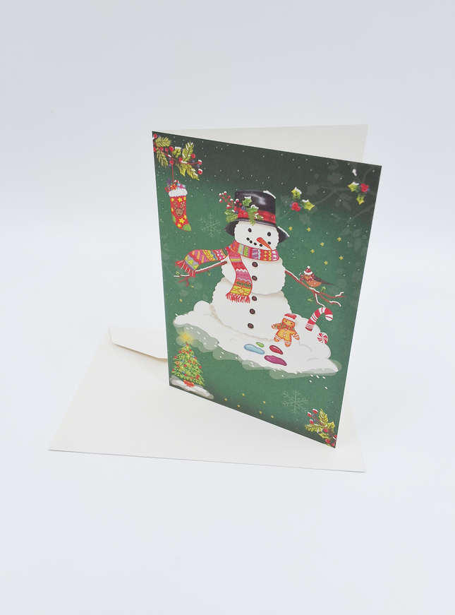 Wenskaart kerstman en pop