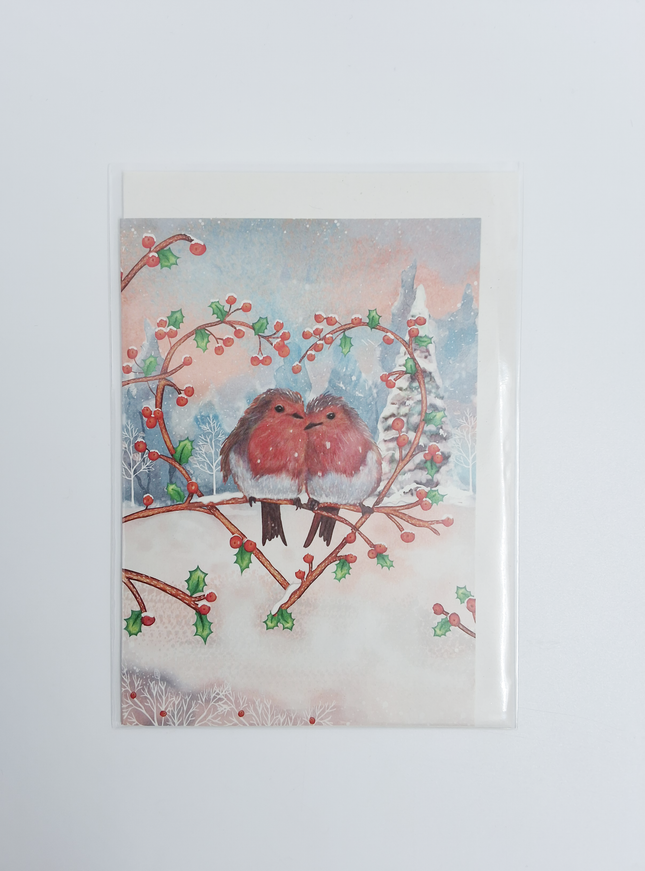 Wenskaart duo vogeltjes