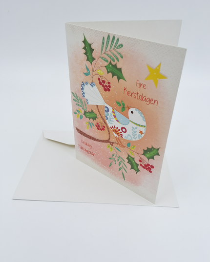 Kerstkaart duif Fijne Kerstdagen, Gelukkig Nieuwjaar