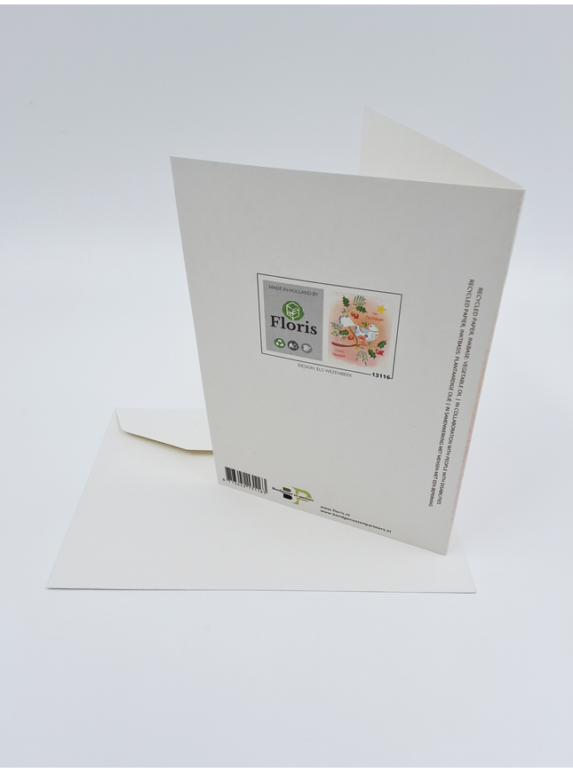 Kerstkaart duif Fijne Kerstdagen, Gelukkig Nieuwjaar