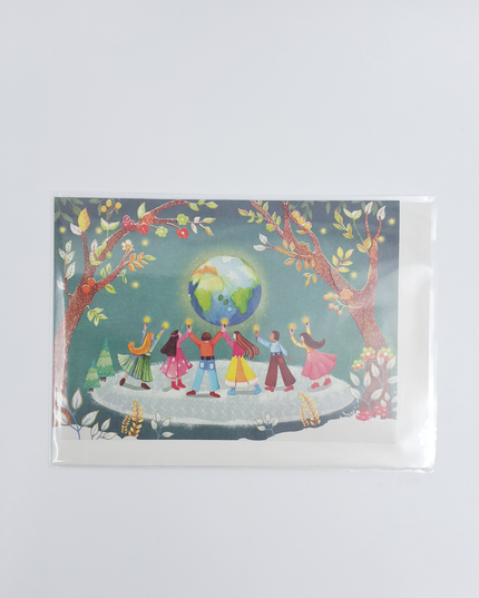 wenskaart wereldbol en kinderen