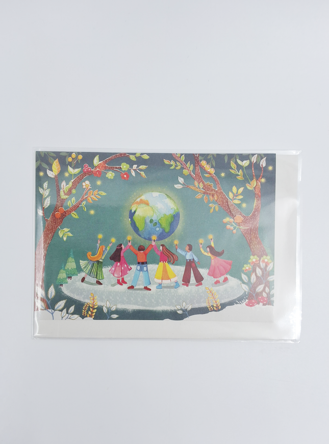 wenskaart wereldbol en kinderen