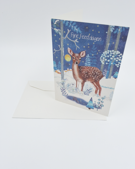 Wenskaart hertje fijne feestdagen