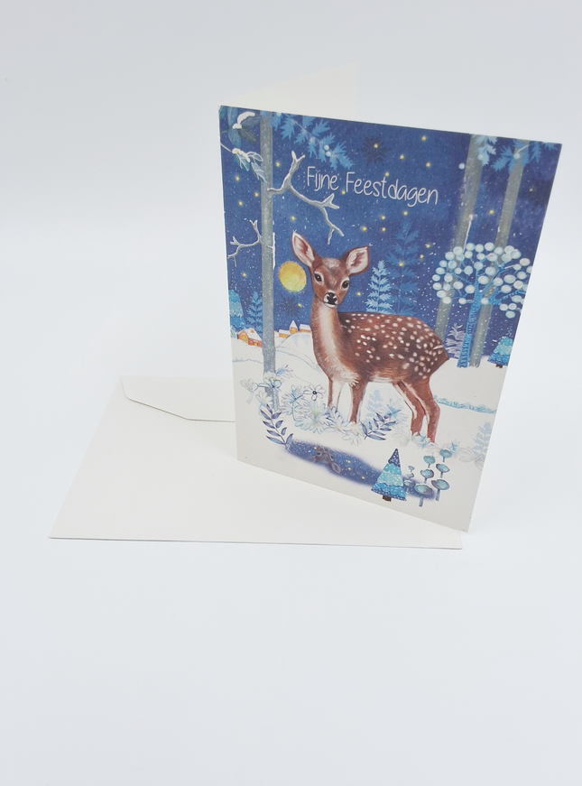 Wenskaart hertje fijne feestdagen