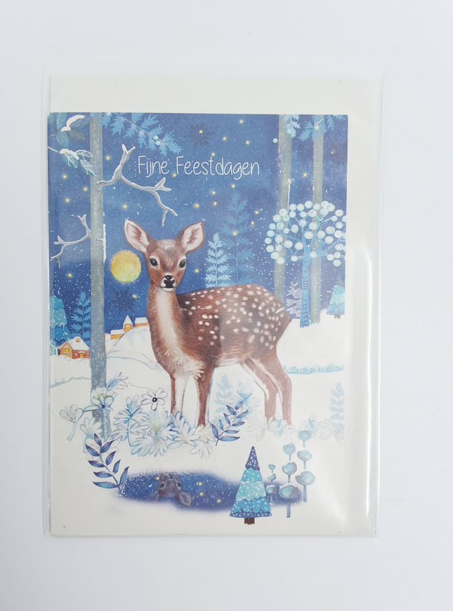 Wenskaart hertje fijne feestdagen