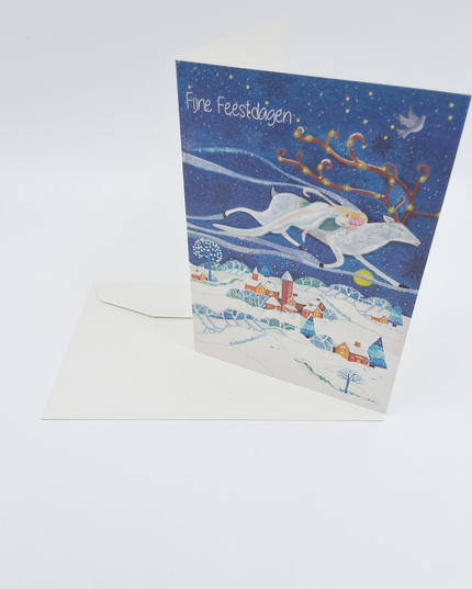 Wenskaart vliegend hert