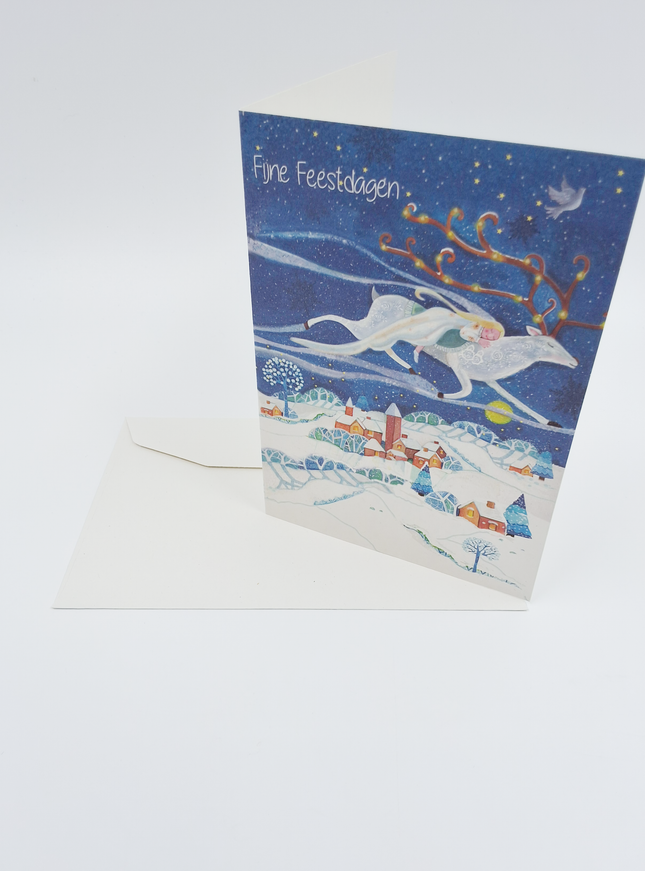 Wenskaart vliegend hert