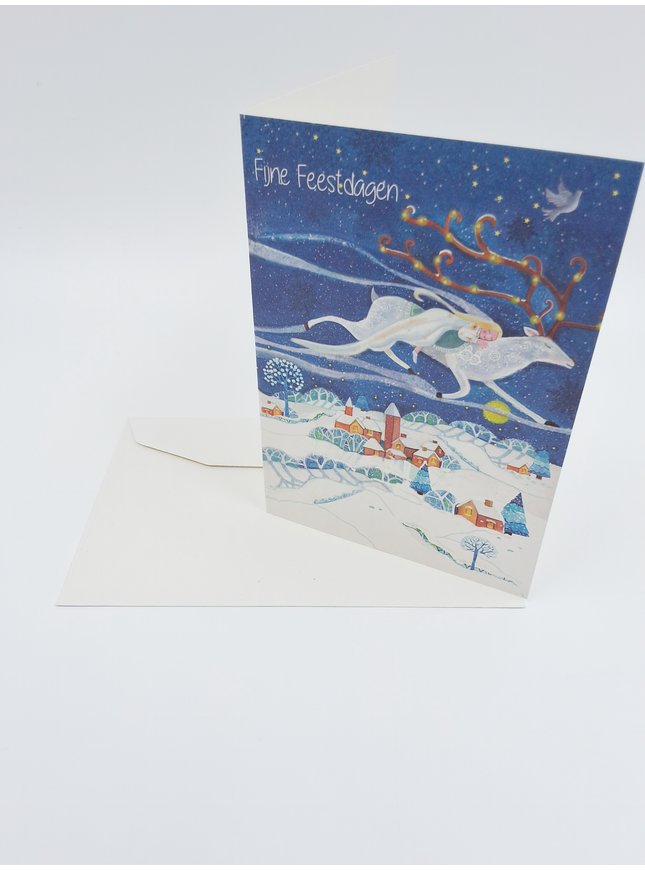 Wenskaart vliegend hert