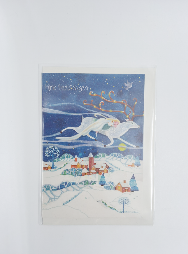 Wenskaart vliegend hert