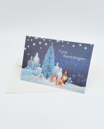 Wenskaart kerstboom en kaars