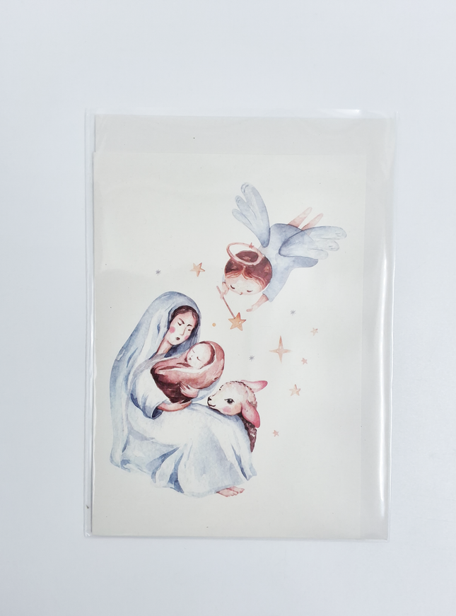 wenskaart Maria blauw