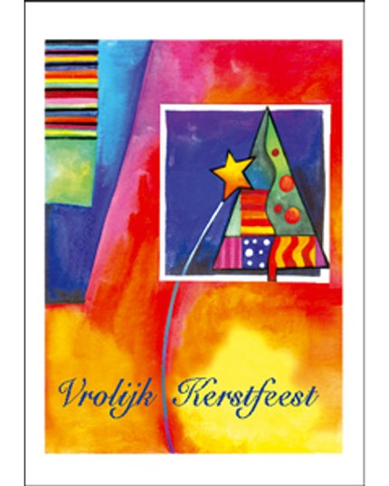 Wenskaart eco-lam. kerstboom "Vrolijk Kerstfeest"