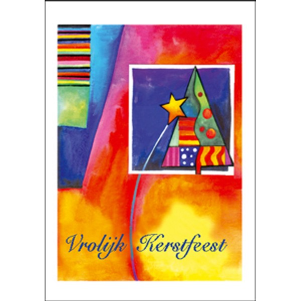 Wenskaart eco-lam. kerstboom "Vrolijk Kerstfeest"