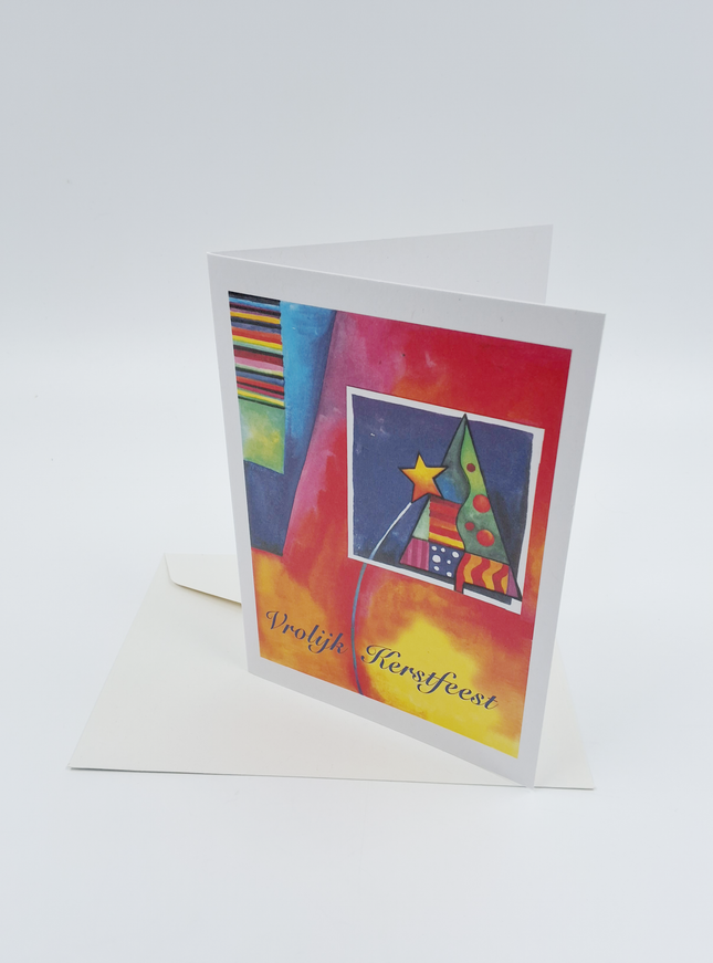 Wenskaart eco-lam. kerstboom "Vrolijk Kerstfeest"