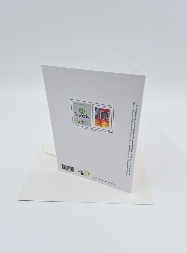 Wenskaart eco-lam. kerstboom "Vrolijk Kerstfeest"