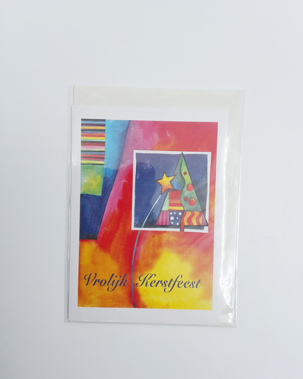 Wenskaart eco-lam. kerstboom "Vrolijk Kerstfeest"