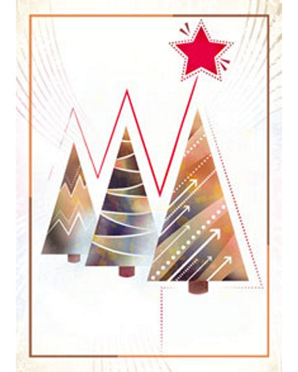 Wenskaart eco-lam. drie kerstbomen