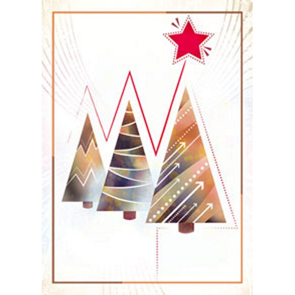 Wenskaart eco-lam. drie kerstbomen