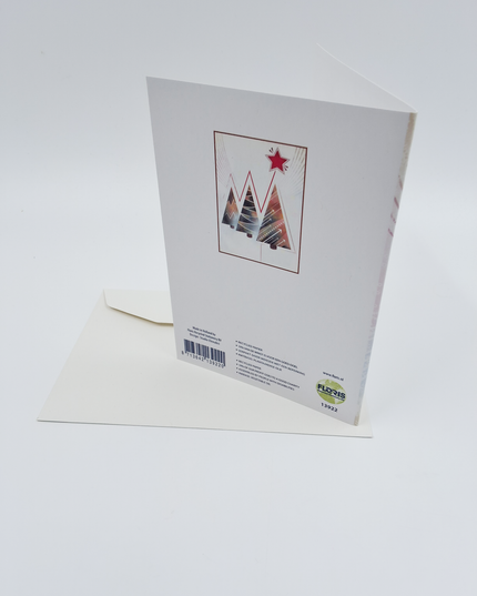 Wenskaart eco-lam. drie kerstbomen