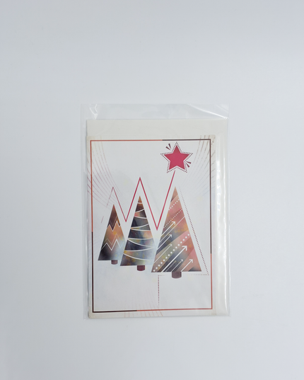 Wenskaart eco-lam. drie kerstbomen