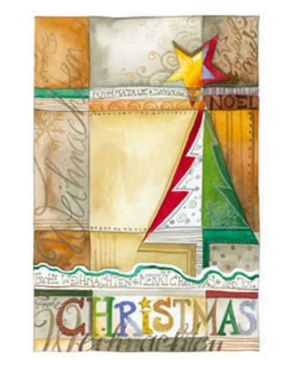 Wenskaart eco-lam. kerstboom "Christmas"