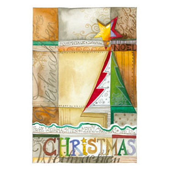 Wenskaart eco-lam. kerstboom "Christmas"