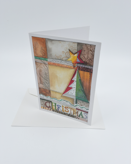 Wenskaart eco-lam. kerstboom "Christmas"